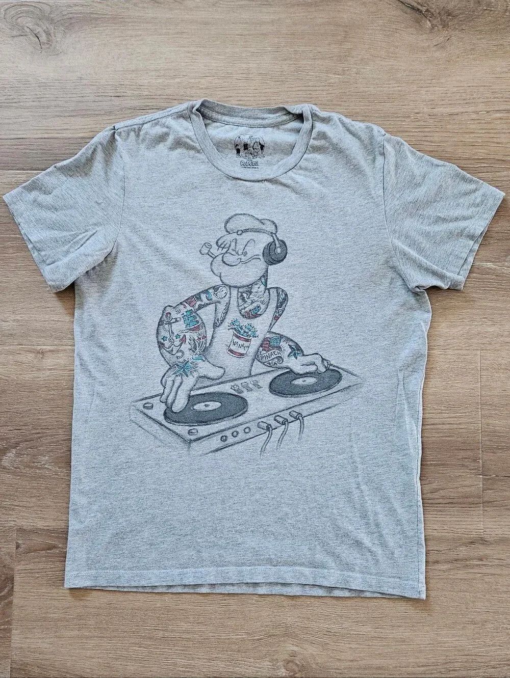 Popeye Heather Gray Graphic DJ Tee Size S